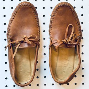 Adelante Made to Order Leather Moccasin Tan Caramel Size 8.5 Very Wide